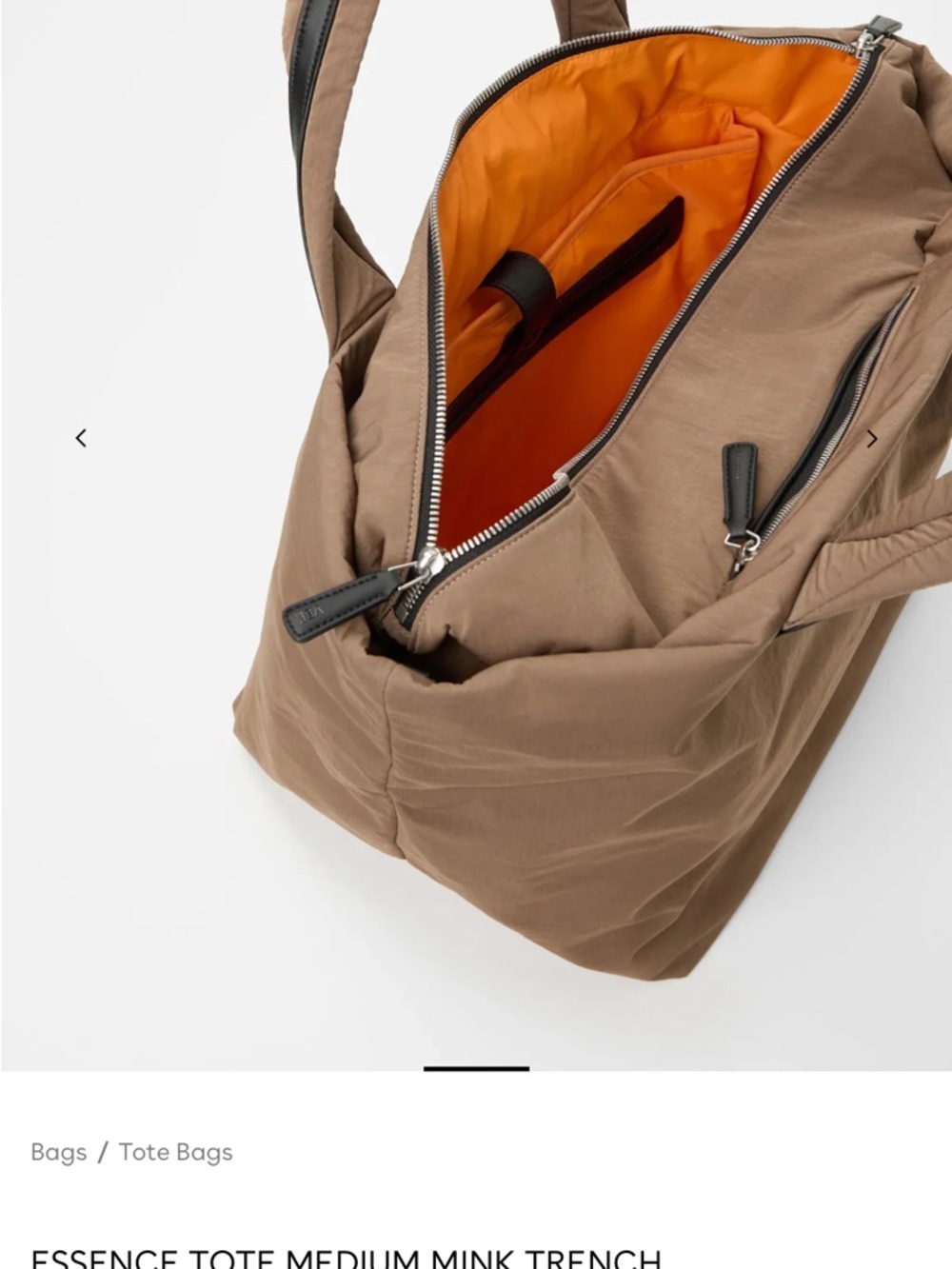 Mink Tote Bag with Orange Liner